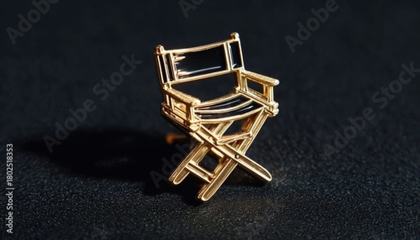 Fototapeta Classy Gold Director'S Chair Lapel Pin: Signifying Artistic Vision And Storytelling Influence In The Film And Entertainment Industry.