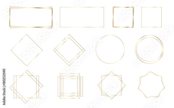 Fototapeta Gold geometric frames collection vector illustration
