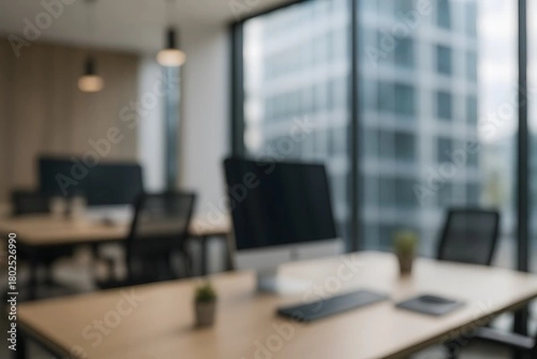 Obraz Ambiente de escritório com fundo desfocado. 
