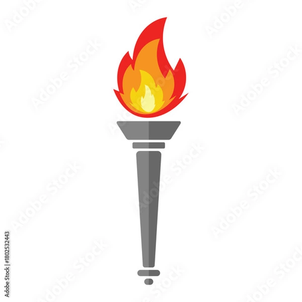 Obraz Burning Torch Vector Illustration. Perfect for themes related to sports ceremonies, victory, celebrations, mythology, ancient culture, leadership, passion, freedom.