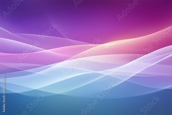 Fototapeta Abstract illustration featuring flowing waves in vibrant shades of purple, pink, and blue, creating a dynamic and ethereal atmosphere with soft gradients and smooth transitions