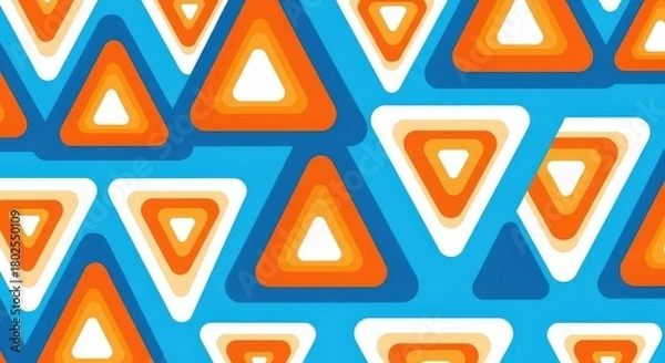 Obraz Repeating pattern featuring nested, rounded triangles in contrasting bright colors against a vibrant background