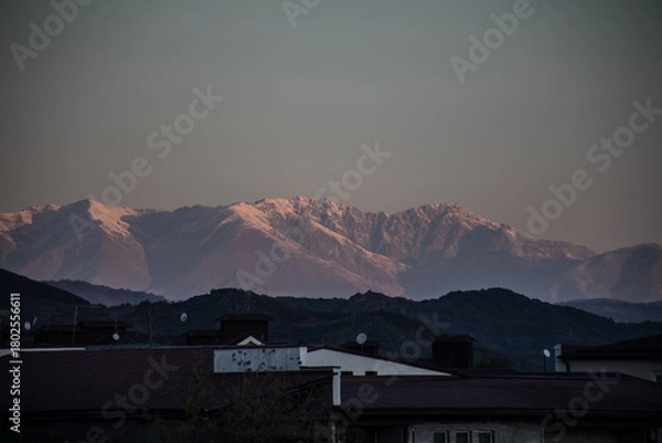 Fototapeta Khankendi, Azerbaijan - 28.10.2024: Scenic View of Khankendi City, Azerbaijan: A Glimpse of the City Nestled Amidst the Mountains