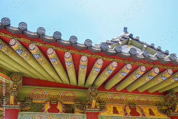 Obraz Korean style wall and roof, bukchon hanok villageTraditional Korean style architecture in Seoul South Korea.