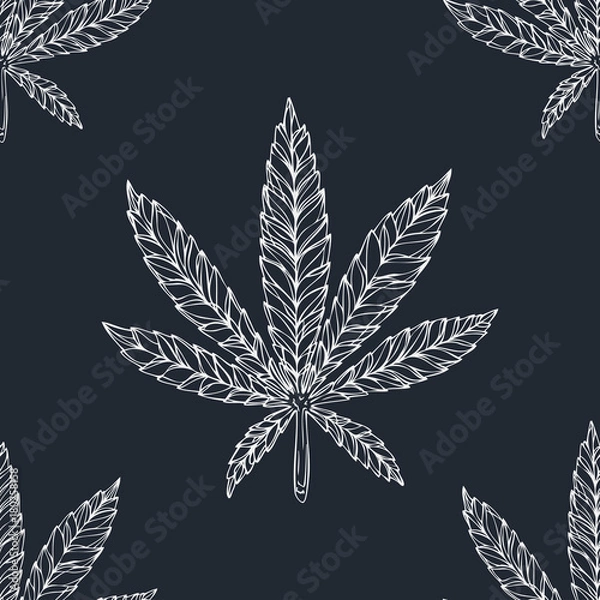 Obraz Cannabis leafs seamless vector pattern