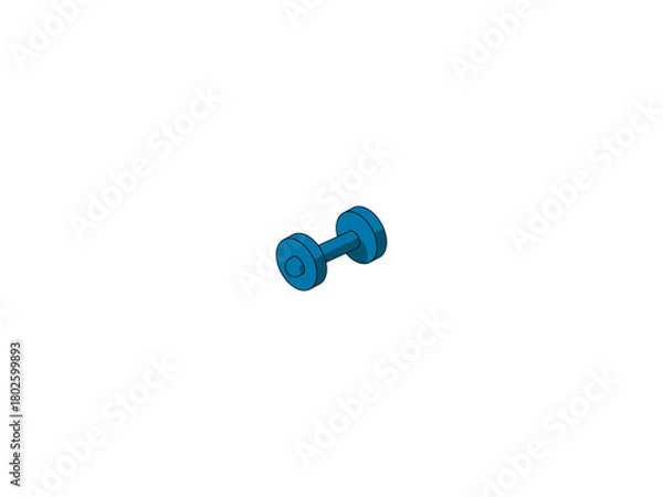 Obraz Vector illustration of a cartoon blue dumbbell on a white background