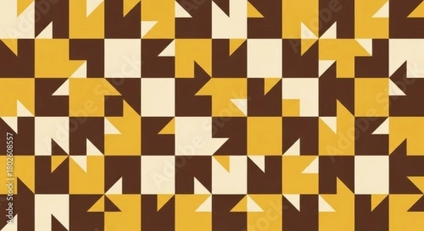 Fototapeta Repeating geometric pattern features abstract shapes in warm earthy colors