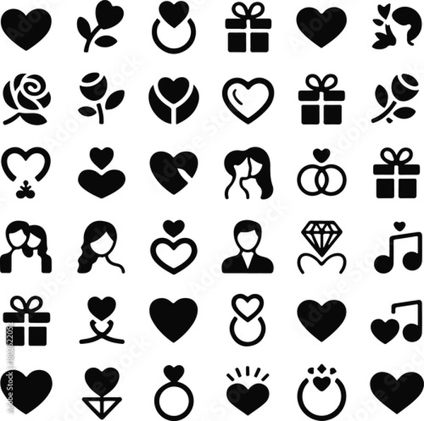 Obraz Romantic icons digital illustration set