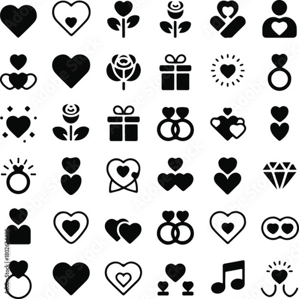 Obraz Romantic icons digital illustration set