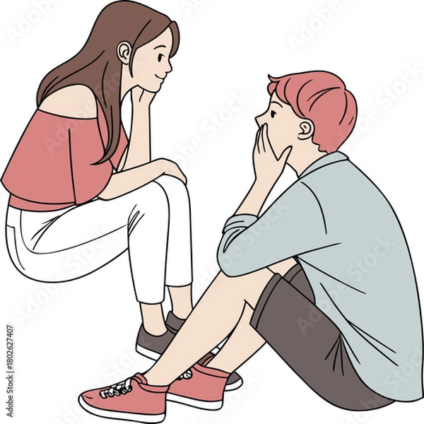 Obraz Sweet romantic cartoon couple art