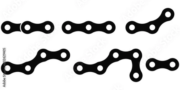 Obraz Bicycle Chain Link Icon Set – Cycling Mechanics, Speed Motion & Editable Stroke 
Vector Design
