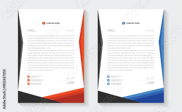 Obraz Modern Creative & Clean business style letterhead bundle of your corporate project design. Set to print. modern business letterhead in abstract design. minimal corporate business letterhead template.