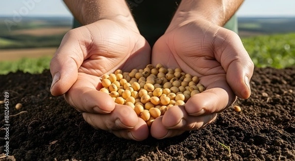 Fototapeta farmer holding soy