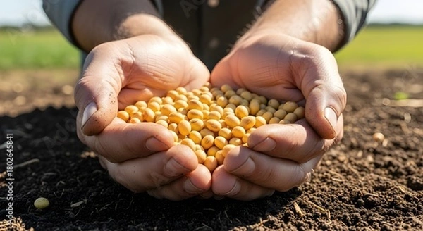 Fototapeta farmer holding soy