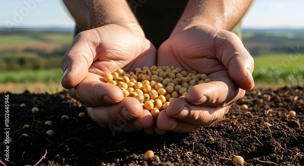 Fototapeta farmer holding soy