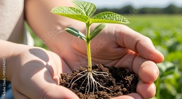 Fototapeta Soybean plant seedling