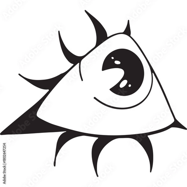Fototapeta Hand drawn Funky Grunge Eye Design Element. Pop Art Emotional Bold Cut-out Eye Expression. 