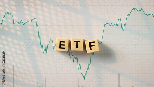 Obraz Wooden blocks spelling ETF 3D render