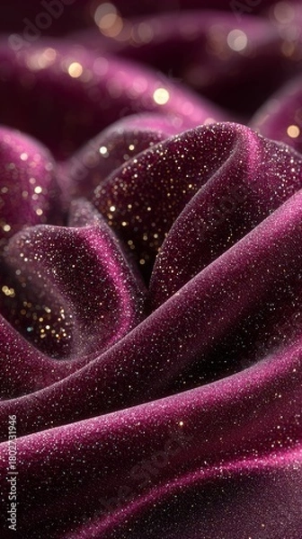 Obraz Sparkling purple velvet fabric with glittering highlights