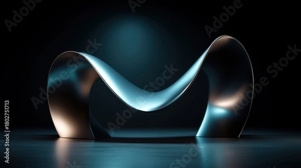 Obraz Modern Abstract Sculpture in Smooth Metallic Finish with Light