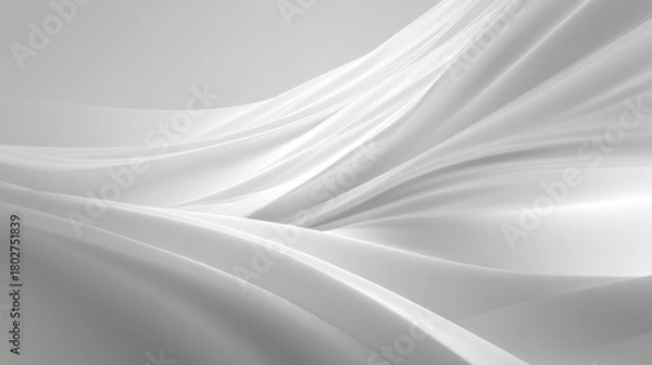 Obraz Soft Curves and Smooth Textures of Flowing White Fabric Background