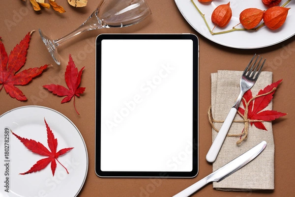 Obraz Mock up for Thanksgiving dinner menu