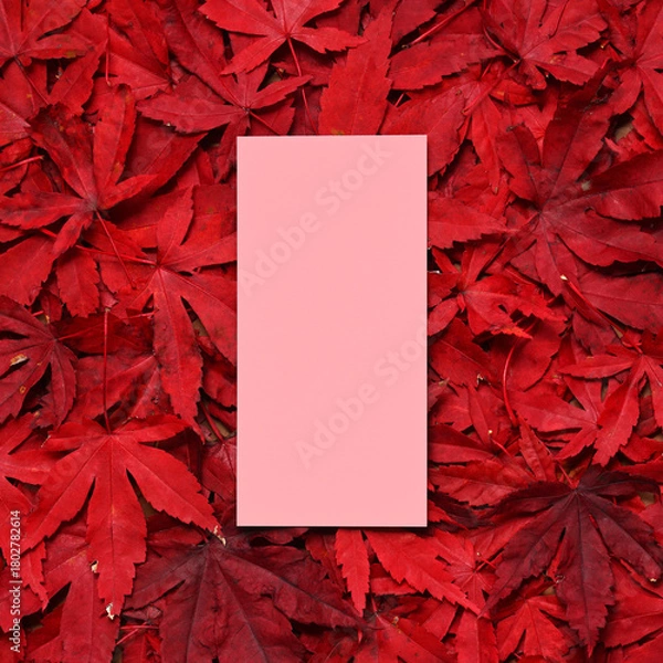 Obraz Autumnal background with red leaves