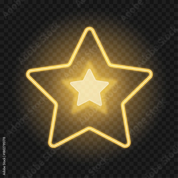 Obraz Glowing Neon Star Light Effect on Transparent Background