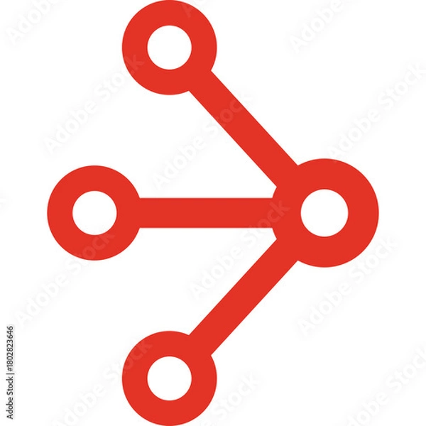 Fototapeta Abstract Red Network Connection Symbol with Transparent Background Representing Data Transfer and Communication