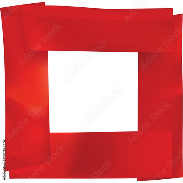 Fototapeta Abstract Red Square Frame with Transparent Center On White Background With Soft Light Gradient Effect
