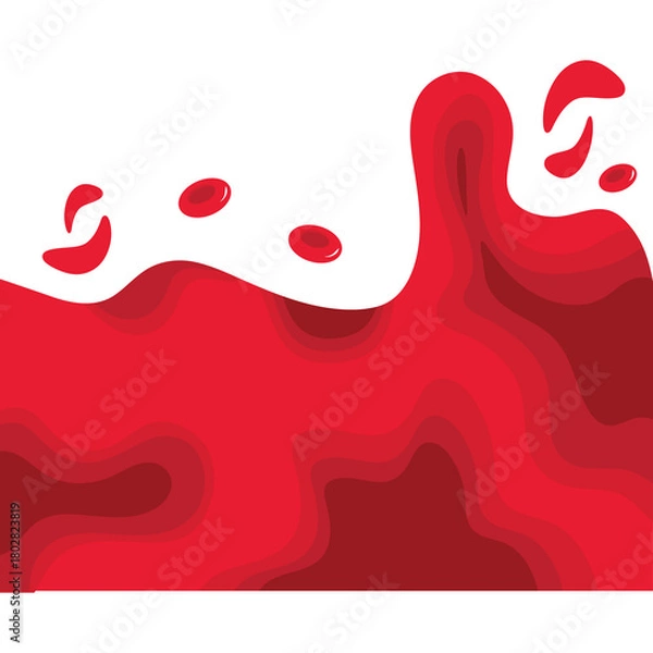 Fototapeta Abstract Red Wave Pattern With Blood Cells Flowing On White Background And Transparent Background Isolated Medical Healthcare Science