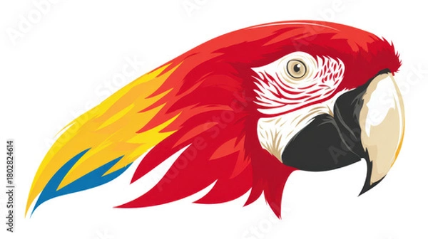 Obraz red macaw on white background 
