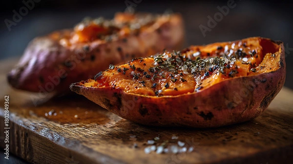 Fototapeta Baked sweet potatoes 