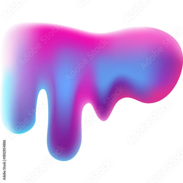 Fototapeta Abstract Vibrant Gradient Blob With Pink Blue and Cyan Hues Dripping and Flowing On A Transparent Background