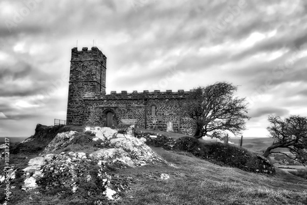 Fototapeta A church perched on the top of Brentor on Dartmoor National Park in Devon