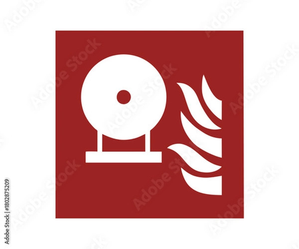 Fototapeta ISO 7010 F013 Fixed fire extinguishing bottle sign. Fire fighting equipment signal pictogram vector design and illustration.