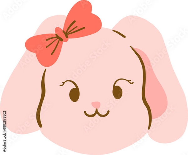 Fototapeta Doodle Style Bunny Face With Red Bow Tie