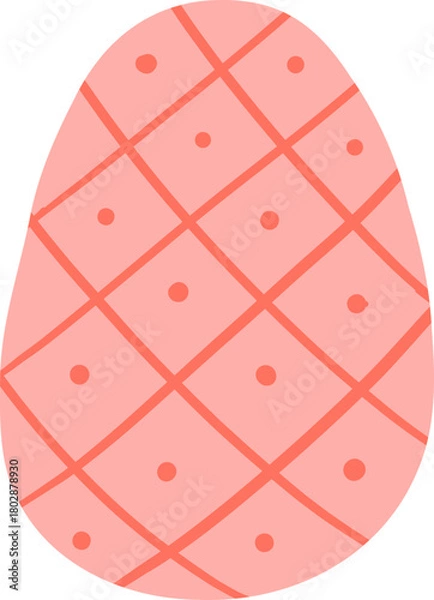 Fototapeta Doodle Style Red Patterned Easter Egg