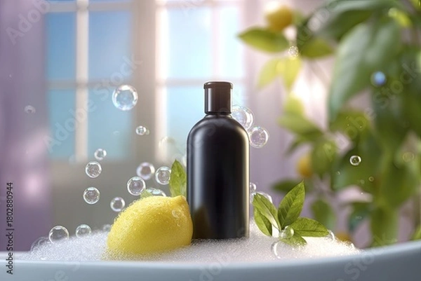 Obraz Refreshing Lemon Bath Foam Bottle Product