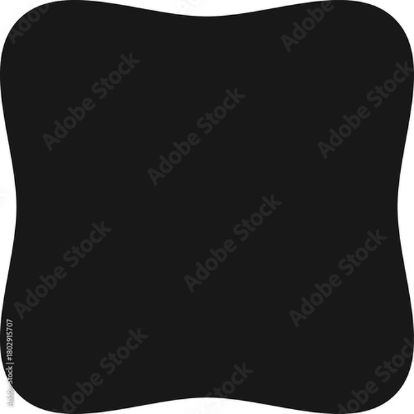 Fototapeta Black Curved Square Abstract Shape with Rounded Corners and Small Dot Details on Transparent Background Representing Modern Design Elements and Geometric Forms