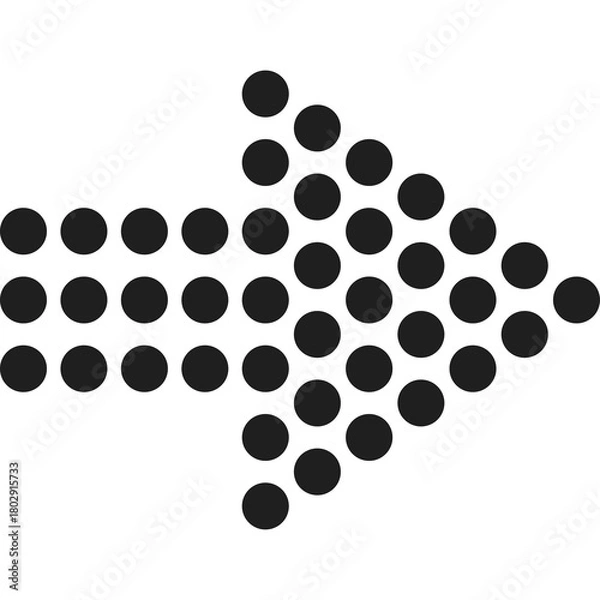 Fototapeta Black Dotted Arrow Sign Pointing Rightward On Transparent Background