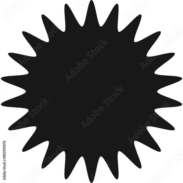 Fototapeta Black Starburst Shape Isolated on Transparent Background Simple Graphic Element
