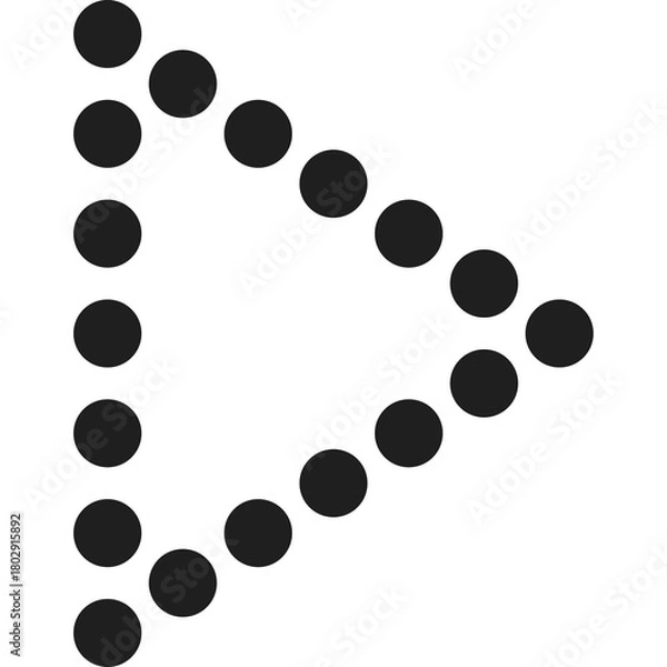 Fototapeta Black Play Button Icon Composed of Dots on a Transparent Background