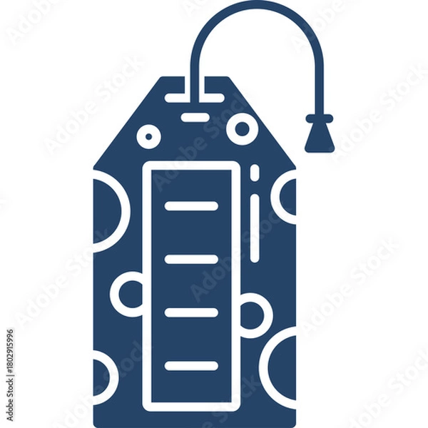 Fototapeta Blue And White Tea Bag Icon With Rounded Corners On A Transparent Background For Beverage Branding And Design