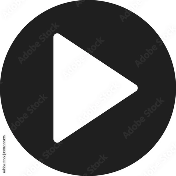 Fototapeta A Simple Black Circle With A White Play Button Icon Centered On A Transparent Background Minimalist Design