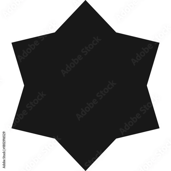 Fototapeta A Simple Black Six Pointed Star Shape on a Transparent Background Minimalist Graphic Design Element for Abstract Concepts and Symbolism