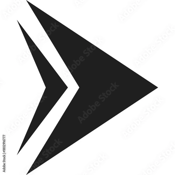Fototapeta Abstract Black Arrow Icon Graphic Design Element With Sharp Angles And White Space Over Transparent Background symbolizing direction forward movement and navigation simple minimalist vector art