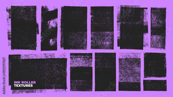 Obraz Grunge and scratchy linocut stamp texture. Distressed xerox or ink roller effect.