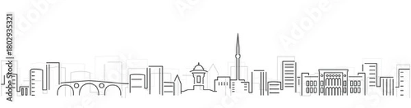 Fototapeta Sarajevo Simple Dark Lines Skyline on White Background