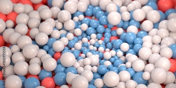 Obraz blue white and red plastic balls abstract background 3D computer generated image